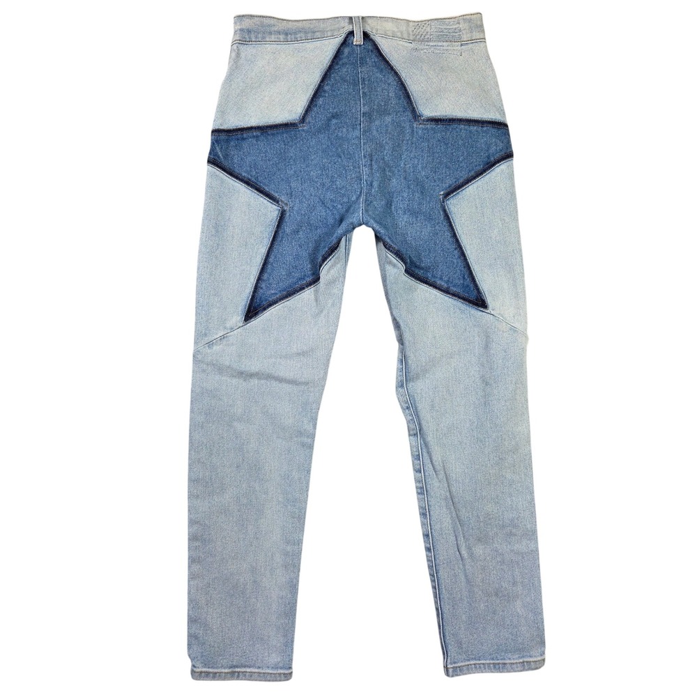 Revice Denim Star Patch Distressed Jeans Light Wash High Rise Women 28 Festival
